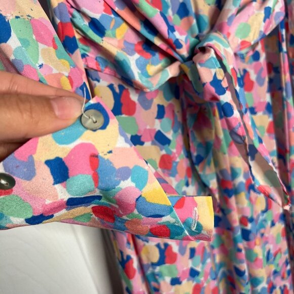 Paloma Blue Bronte Rainbow Printed Crepe Midi Dress Women's Size Small S - Picture 10 of 12